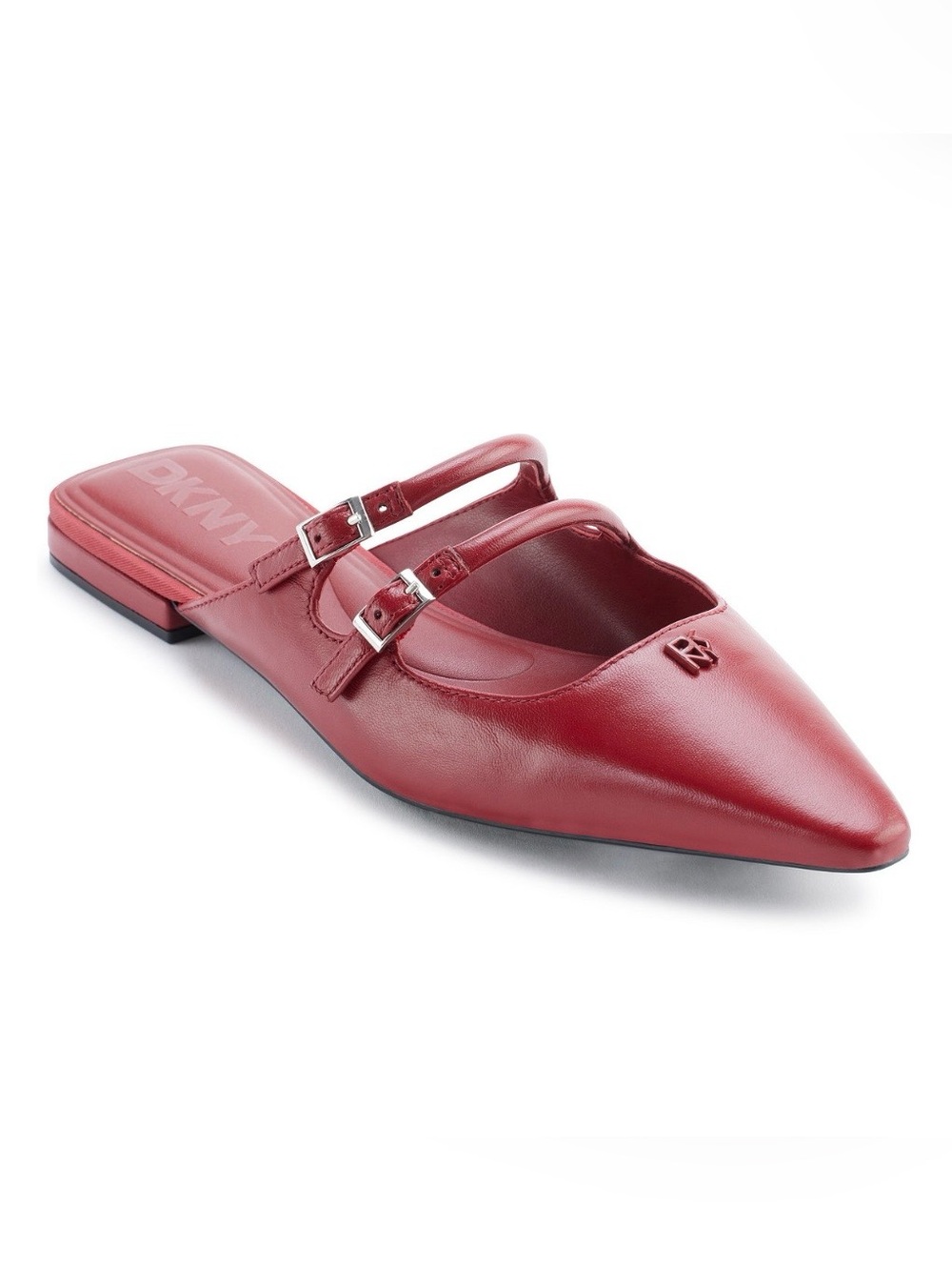 Dkny Women's Red Leather Pointed-Toe Double Strap Mule